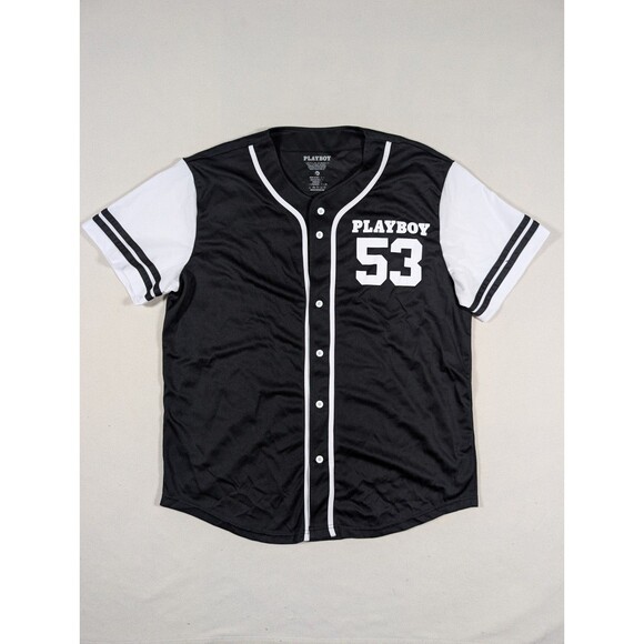 Playboy Magazine Baseball Jersey Men XL Big Bunny Head Script Spell Out Logo - Picture 2 of 6